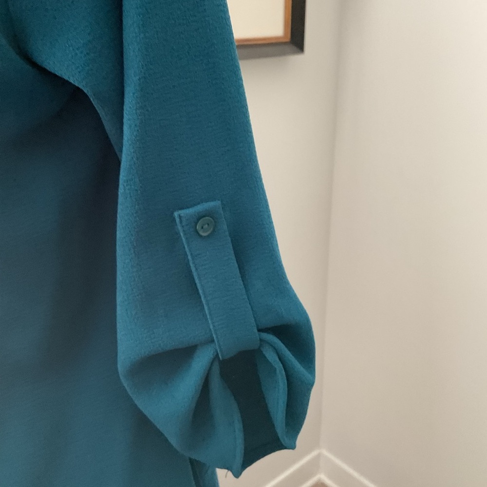 Lush teal blue SZ S shift dress. Side pockets legion knee length - Picture 4 of 5